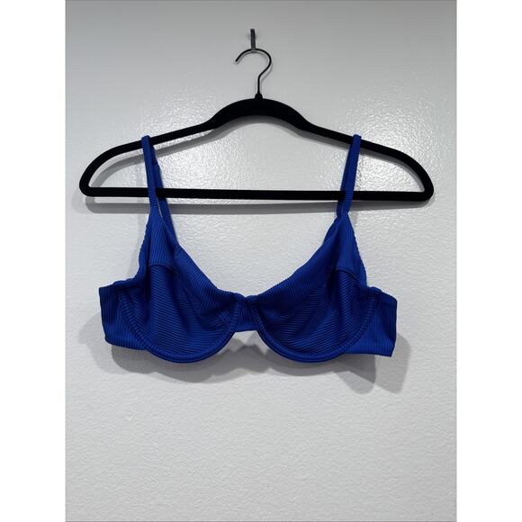 ONEONE One One Cobalt Blue Bikini Top Underwire Size Medium Ribbed Swim Sexy - Picture 1 of 6